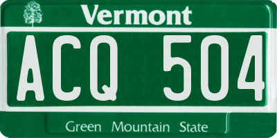 VT license plate ACQ504