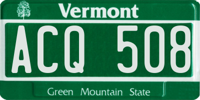 VT license plate ACQ508
