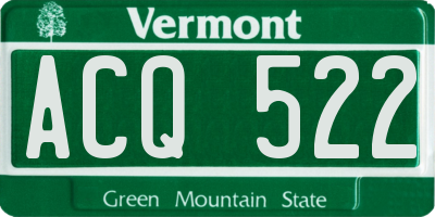 VT license plate ACQ522
