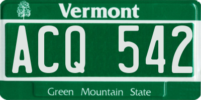 VT license plate ACQ542