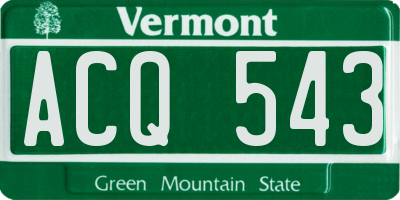 VT license plate ACQ543