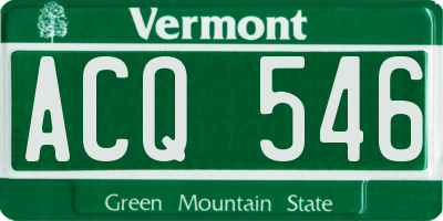 VT license plate ACQ546
