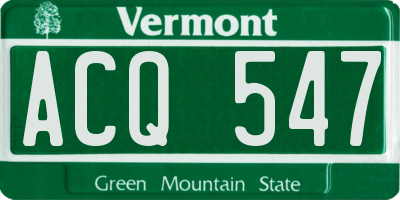 VT license plate ACQ547
