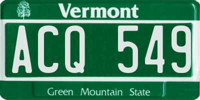 VT license plate ACQ549