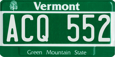 VT license plate ACQ552