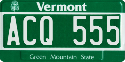 VT license plate ACQ555