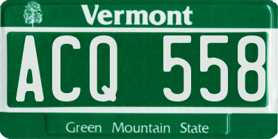 VT license plate ACQ558