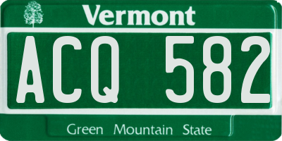 VT license plate ACQ582