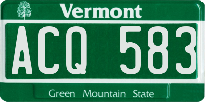 VT license plate ACQ583