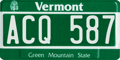 VT license plate ACQ587