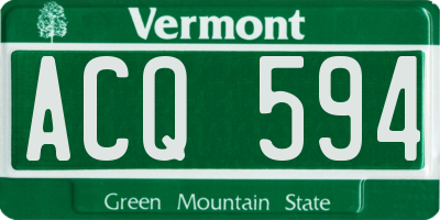 VT license plate ACQ594
