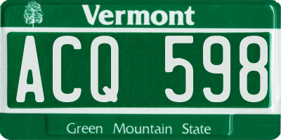VT license plate ACQ598