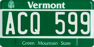VT license plate ACQ599