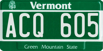 VT license plate ACQ605