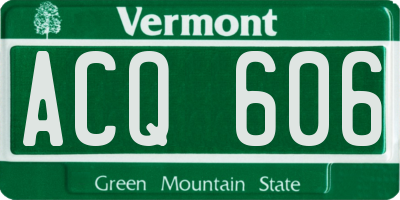 VT license plate ACQ606