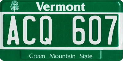 VT license plate ACQ607