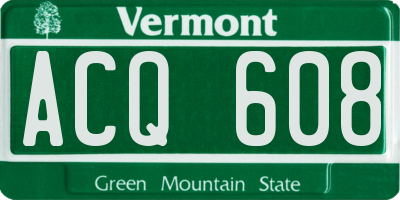 VT license plate ACQ608
