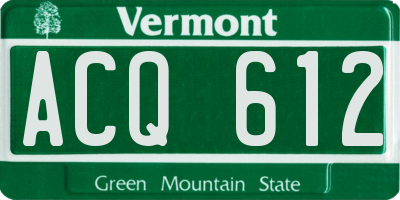VT license plate ACQ612