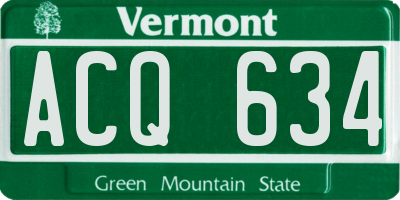 VT license plate ACQ634