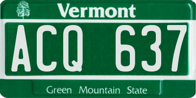 VT license plate ACQ637