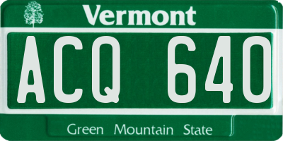 VT license plate ACQ640