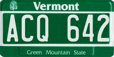 VT license plate ACQ642