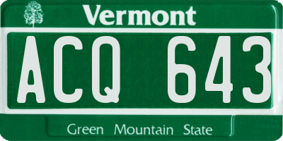 VT license plate ACQ643