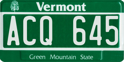 VT license plate ACQ645