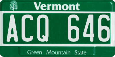 VT license plate ACQ646