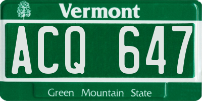 VT license plate ACQ647