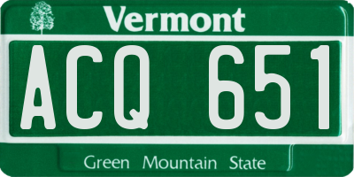 VT license plate ACQ651