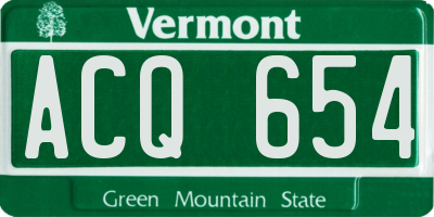VT license plate ACQ654