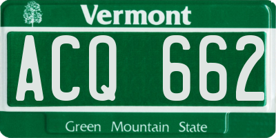 VT license plate ACQ662