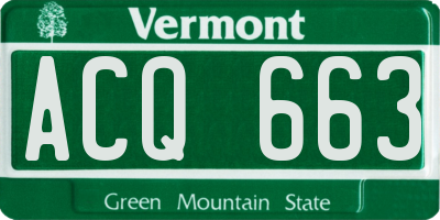 VT license plate ACQ663