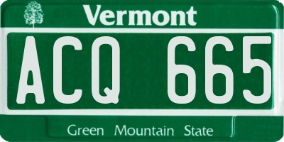 VT license plate ACQ665