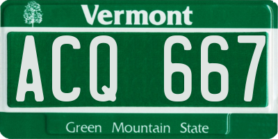 VT license plate ACQ667