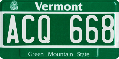 VT license plate ACQ668
