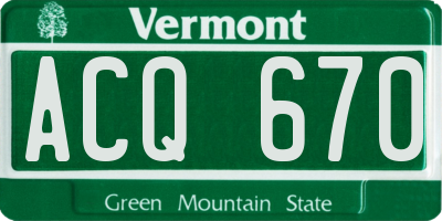 VT license plate ACQ670