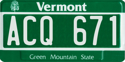 VT license plate ACQ671