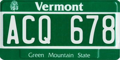 VT license plate ACQ678