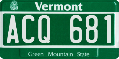 VT license plate ACQ681