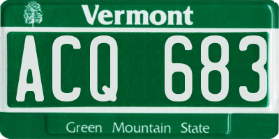 VT license plate ACQ683