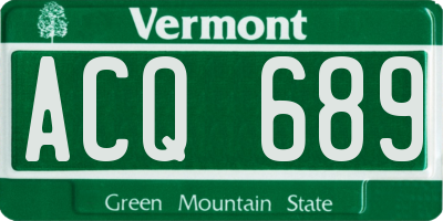 VT license plate ACQ689