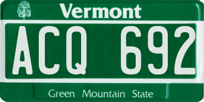 VT license plate ACQ692