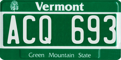 VT license plate ACQ693