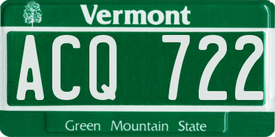 VT license plate ACQ722