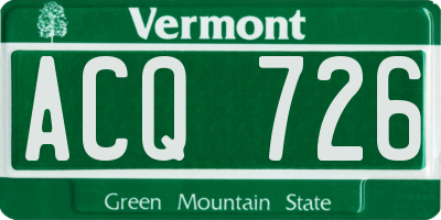 VT license plate ACQ726
