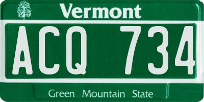 VT license plate ACQ734