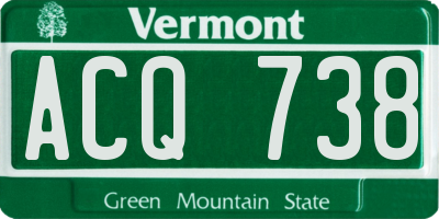 VT license plate ACQ738