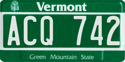 VT license plate ACQ742
